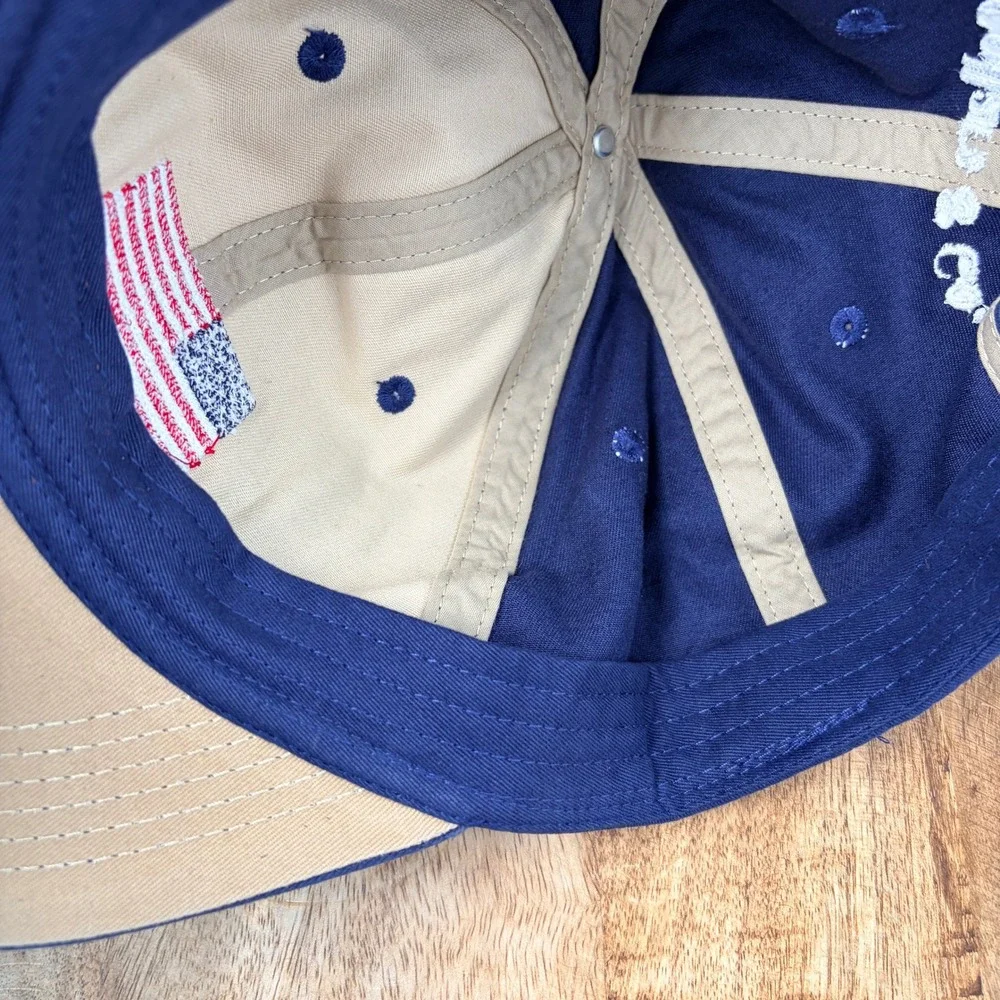 Collars & Co American Flag Leather Strap Hat OSFA Navy Blue PWT-100LTH
